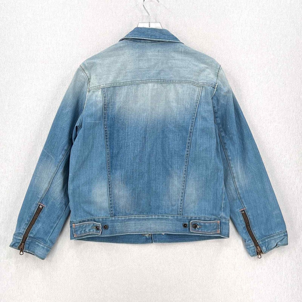 Isko Jacket Men Medium Blue Denim Engineered Finishes Zip Pockets - Picture 2 of 11